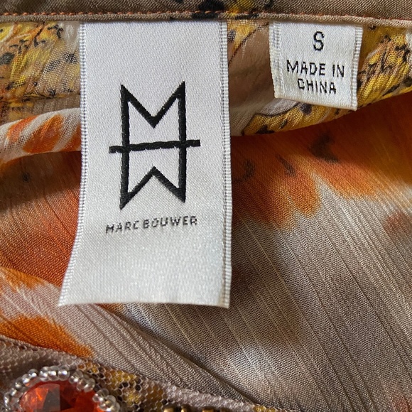 Marc Bouwer Beaded Printed Blouson Top S Small - Picture 6 of 8